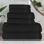 Rolla Cotton Geometric Jacquard Absorbent 6 Piece Towel Set