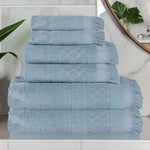 Rolla Cotton Geometric Jacquard Absorbent 6 Piece Towel Set