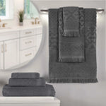 Rolla Cotton Geometric Jacquard Absorbent 6 Piece Towel Set