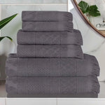 Rolla Cotton Geometric Jacquard Absorbent 6 Piece Towel Set