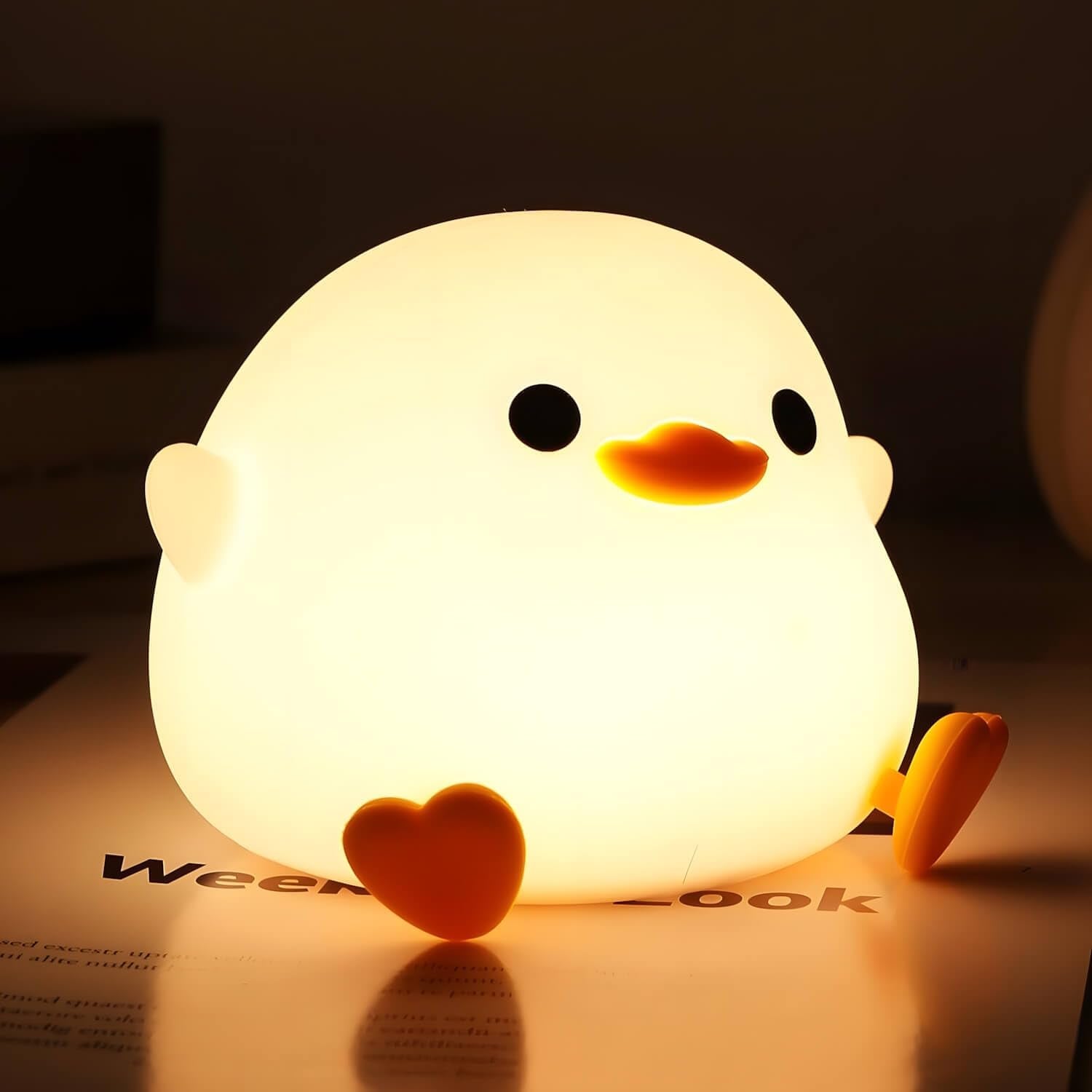 Dodo Duck Night Light, Cute Duck Lamp, Rechargeable Dimmable Nightlight, Silicone LED Bedside Lamp Nursery Nightlight with 20 Minutes Timer and Touch-Sensitive for Bedrooms, Living Room