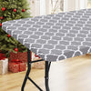 Rectangle Picnic Table Cover, Waterproof Elastic Fitted Camping Table Covers for 6 Foot Tables, Wipeable Flannel Backed Vinyl Tablecloth Protector for Indoor, Outdoor (Grey, 30X72 Inches)