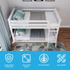 Twin over Twin Low Bunk Bed with Ladder, Wooden Bunk Beds with 14” Safety Guardrail for Kids,Toddlers, Boys, Girls, Teens, Bedroom Furniture, White