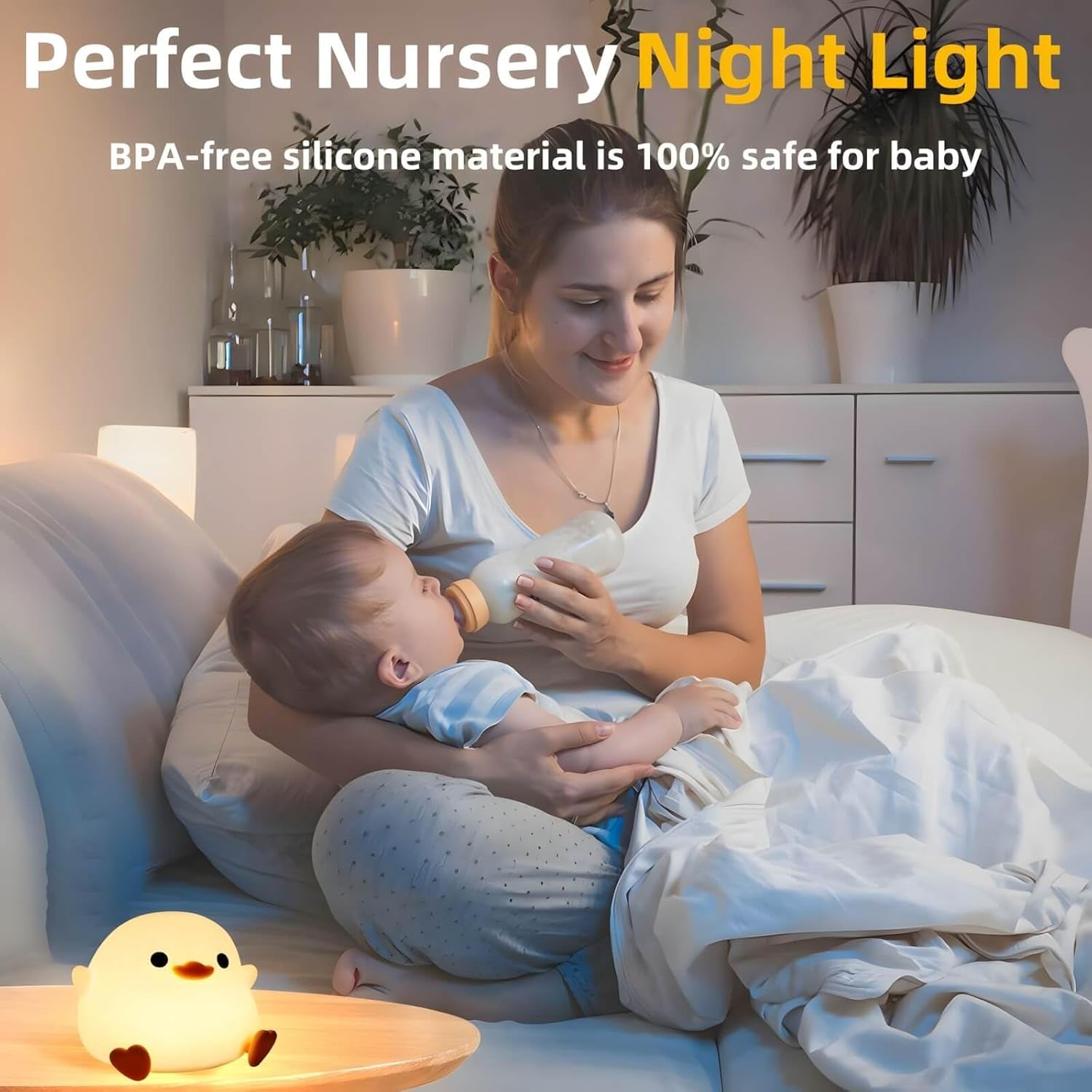 Dodo Duck Night Light, Cute Duck Lamp, Rechargeable Dimmable Nightlight, Silicone LED Bedside Lamp Nursery Nightlight with 20 Minutes Timer and Touch-Sensitive for Bedrooms, Living Room