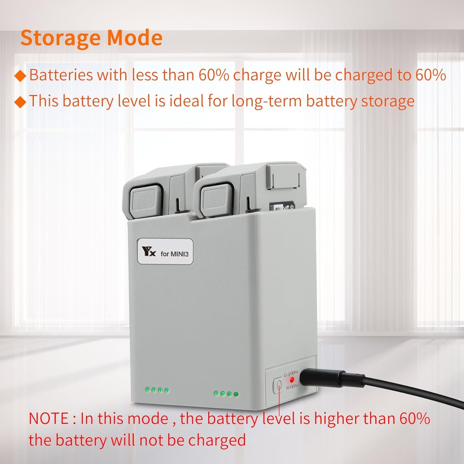 Two-Way Battery Charger Hub with Storage Charge for DJI Mini 4 Pro/Mini 3 Series,Check Battery Level,Charging Dual Batteries in Sequence,Drone Accessories