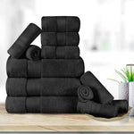 Turkish Cotton Towel Set 12-Piece Aria Plush Solid