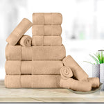 Turkish Cotton Towel Set 12-Piece Aria Plush Solid