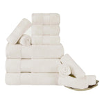 Turkish Cotton Towel Set 12-Piece Aria Plush Solid