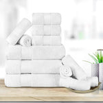 Turkish Cotton Towel Set 12-Piece Aria Plush Solid