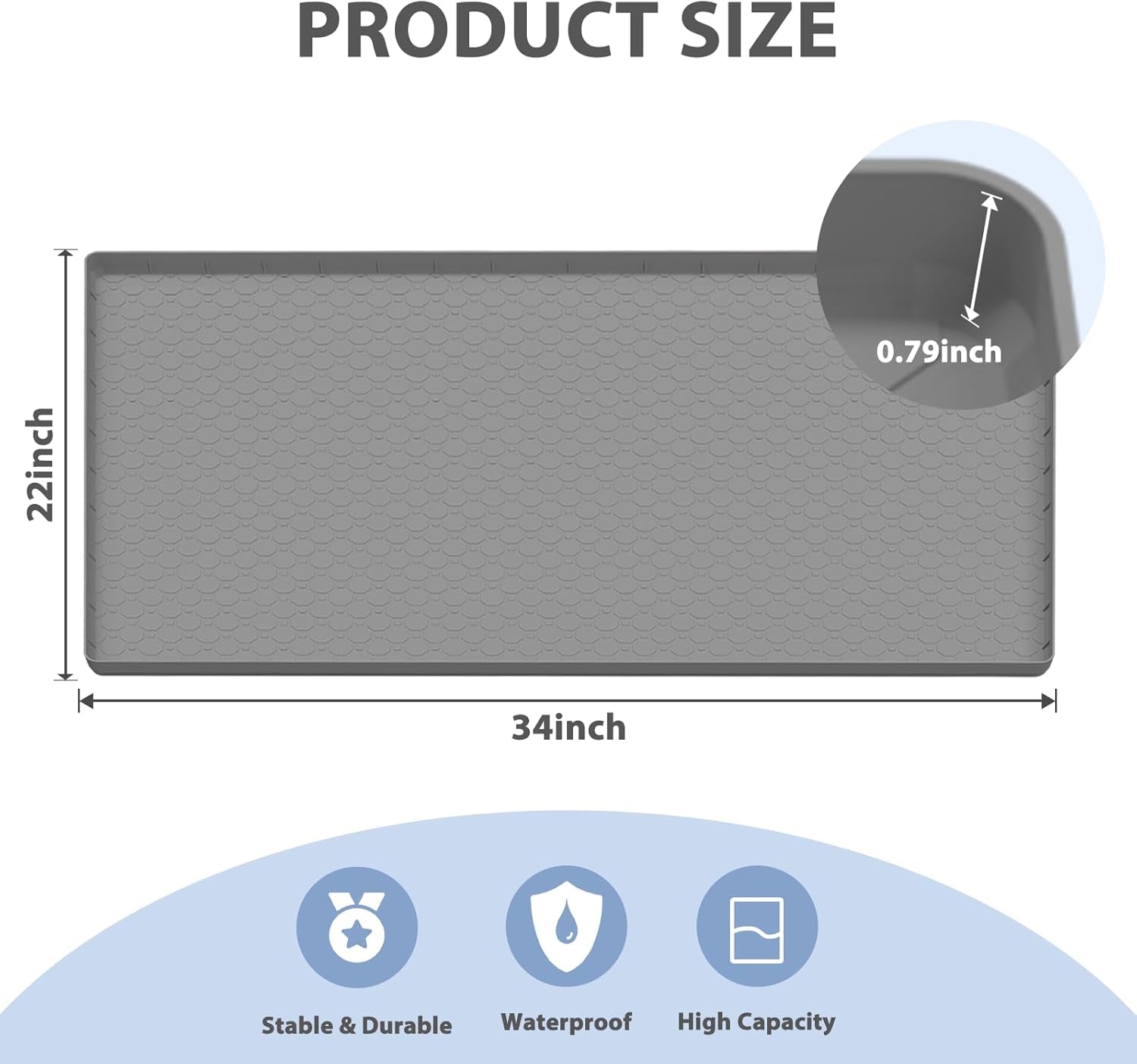 Under Sink Mat, 34'' X 22'' Flexible Silicone under Kitchen Protectors, Easy to Clean Shelf Liner, under Sink Mats for Kitchen Waterproof, Cabinet Organizers and Storage