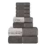 Lodi Cotton 8-Piece Bathroom Towel Set – Absorbent Mid-Weight Solids & Patterns