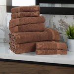 Rolla Cotton Geometric Jacquard Absorbent 8 Piece Towel Set