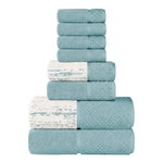 Lodi Cotton 8-Piece Bathroom Towel Set – Absorbent Mid-Weight Solids & Patterns