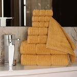 Superior Napa Zero Twist Cotton Waffle Honeycomb 8 Piece Towel Set