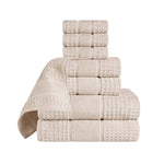 Superior Napa Zero Twist Cotton Waffle Honeycomb 8 Piece Towel Set