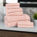 Rolla Cotton Geometric Jacquard Absorbent 8 Piece Towel Set