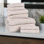 Rolla Cotton Geometric Jacquard Absorbent 8 Piece Towel Set