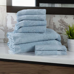 Rolla Cotton Geometric Jacquard Absorbent 8 Piece Towel Set