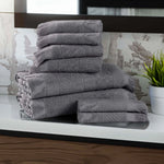 Rolla Cotton Geometric Jacquard Absorbent 8 Piece Towel Set