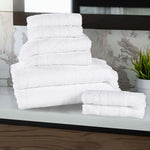 Rolla Cotton Geometric Jacquard Absorbent 8 Piece Towel Set