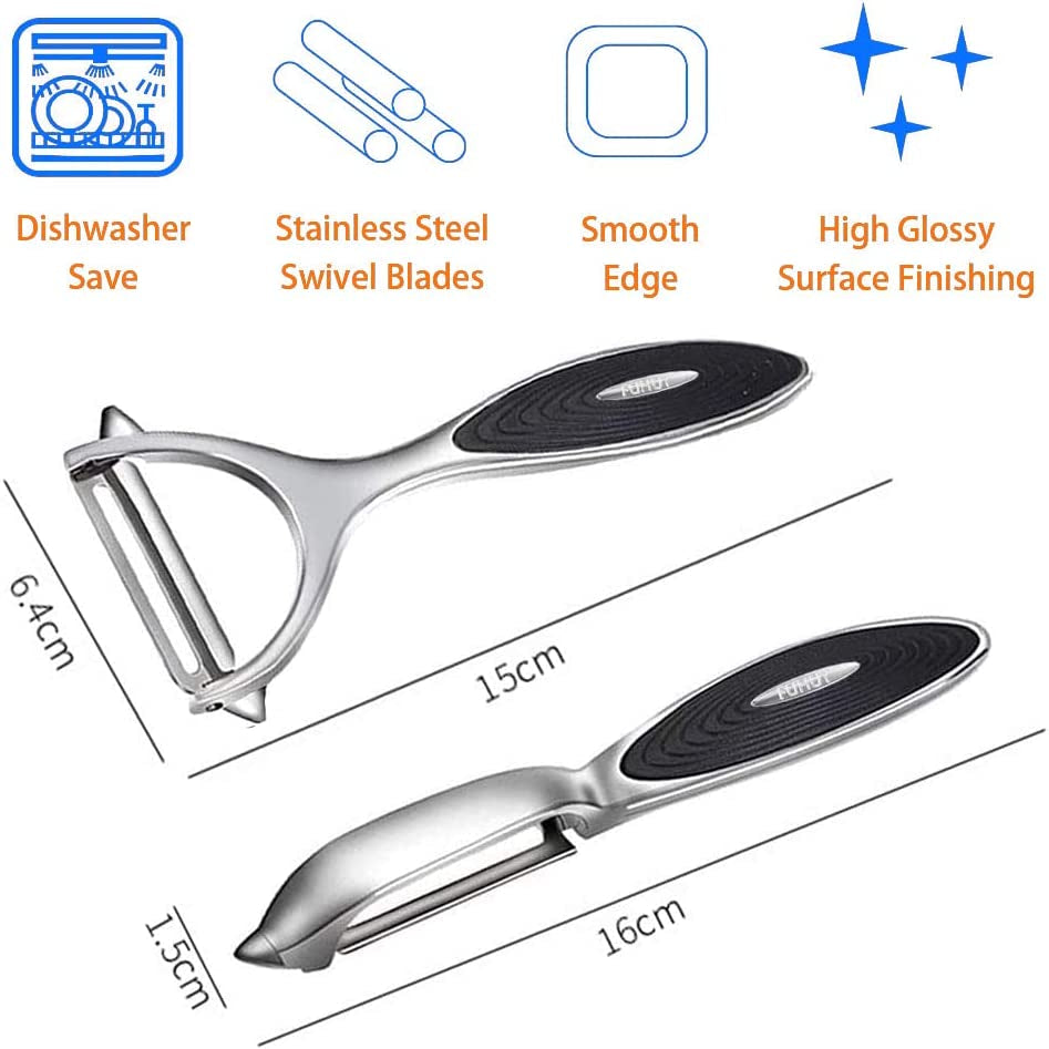 Vegetable, Apple Peelers for Kitchen, Fruit, Carrot, Veggie, Potatoes Peeler, Y-Shaped and I-Shaped Stainless Steel Peelers, with Ergonomic Non-Slip Handle & Sharp Blade, Good Sturdy (2PCS)