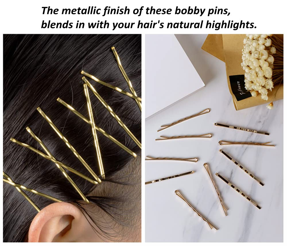 200 Counts Bobby Pins,  2 Inches Blonde Hair Pins with Box for Thick Thin Hair, Invisible Wave Hairgrip, Mini Hairpin Bobbie Pins Bulk for Women Lady Girls Kids