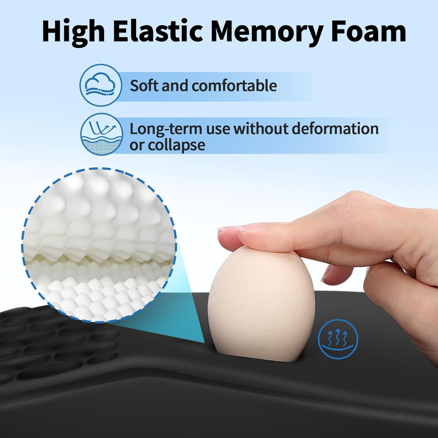 Ergonomic Mouse Pad with Wrist Rest Support, Mousepad with Comfortable Memory Foam Wrist Rest and Non-Slip PU Base for Pain Relief, Computer, Laptop, Office, Home (Black)