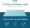 2 Inch Mattress Topper Queen - Memory Foam Mattress Topper Queen - 5 Zone Gel Infusion - Certipur Certified Foam