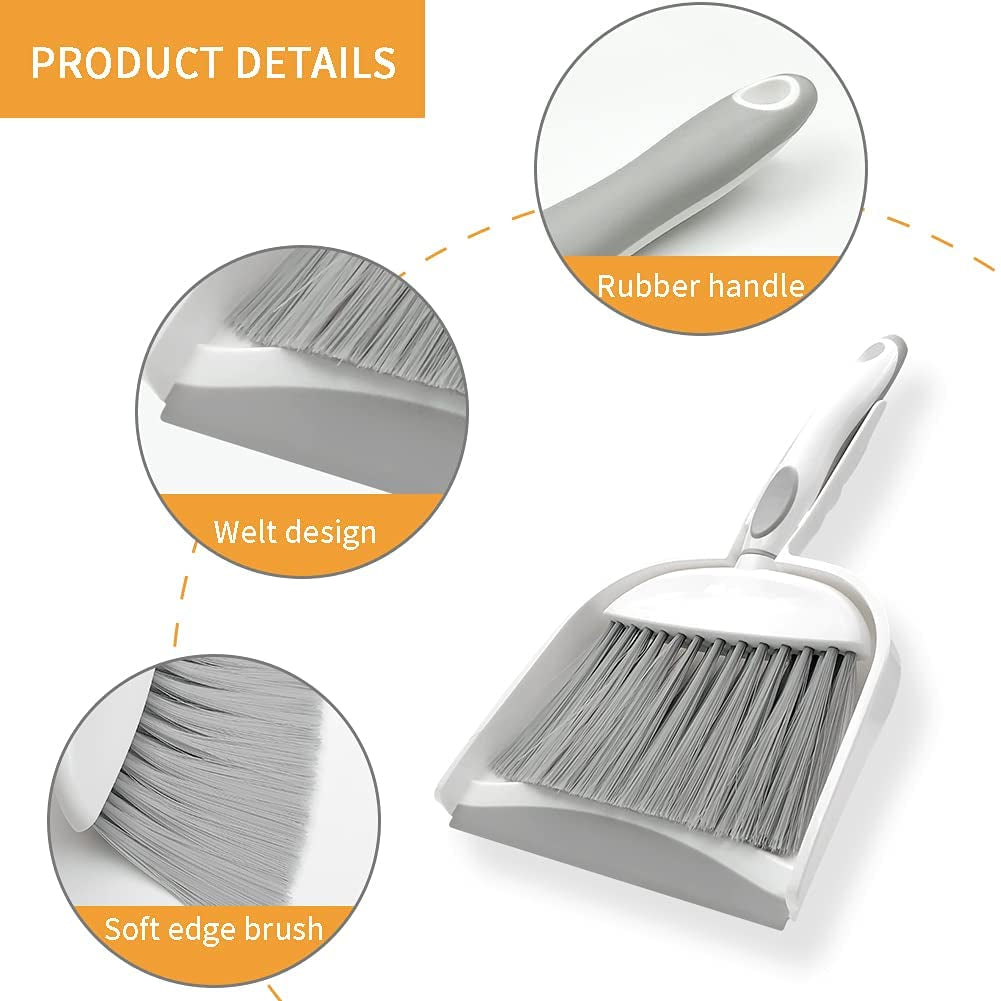 Broom Dustpan Brush Small Dust Pan : Small Dustpan and Brush Set Mini Broom and Dustpan Set Whisk Broom and Dustpan Set Small Broom and Dustpan Set for Desk, Table, Home, Kitchen Necessities (Gray)