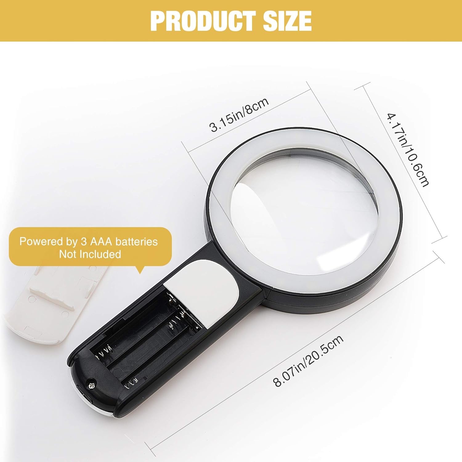 Magnifying Glass with Light, 30X Handheld Large 18LED Cold and Warm Light with 3 Modes, Illuminated Magnifier for Seniors Reading, Inspection, Coins, Jewelry, Exploring