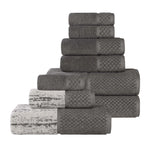 Lodi Cotton 9-Piece Bathroom Towel Set – Absorbent Mid-Weight Solids & Patterns