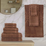 Rolla Cotton Geometric Jacquard Absorbent 9 Piece Towel Set
