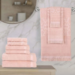 Rolla Cotton Geometric Jacquard Absorbent 9 Piece Towel Set