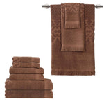 Rolla Cotton Geometric Jacquard Absorbent 9 Piece Towel Set