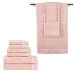 Rolla Cotton Geometric Jacquard Absorbent 9 Piece Towel Set