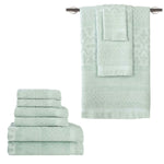 Rolla Cotton Geometric Jacquard Absorbent 9 Piece Towel Set