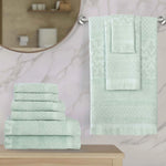 Rolla Cotton Geometric Jacquard Absorbent 9 Piece Towel Set