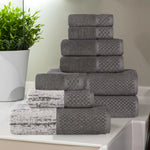 Lodi Cotton 9-Piece Bathroom Towel Set – Absorbent Mid-Weight Solids & Patterns