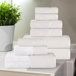 Lodi Cotton 9-Piece Bathroom Towel Set – Absorbent Mid-Weight Solids & Patterns