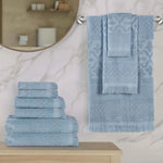 Rolla Cotton Geometric Jacquard Absorbent 9 Piece Towel Set