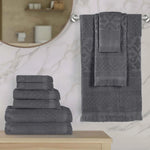 Rolla Cotton Geometric Jacquard Absorbent 9 Piece Towel Set