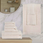 Rolla Cotton Geometric Jacquard Absorbent 9 Piece Towel Set