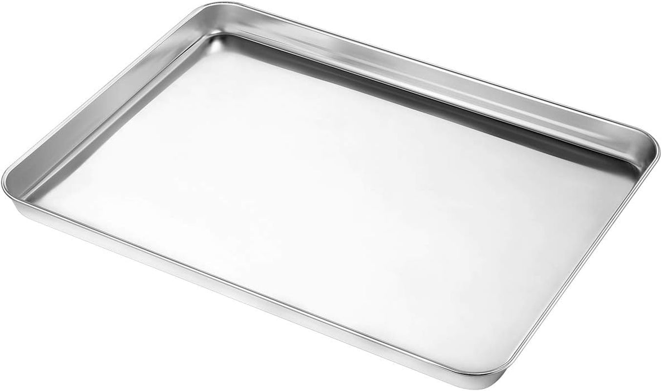 Baking Sheet Set of 3, Stainless Steel Cookie Sheet Baking Sheet Pan, 9/12/16 Inch, Non Toxic & Heavy Duty & Easy Clean