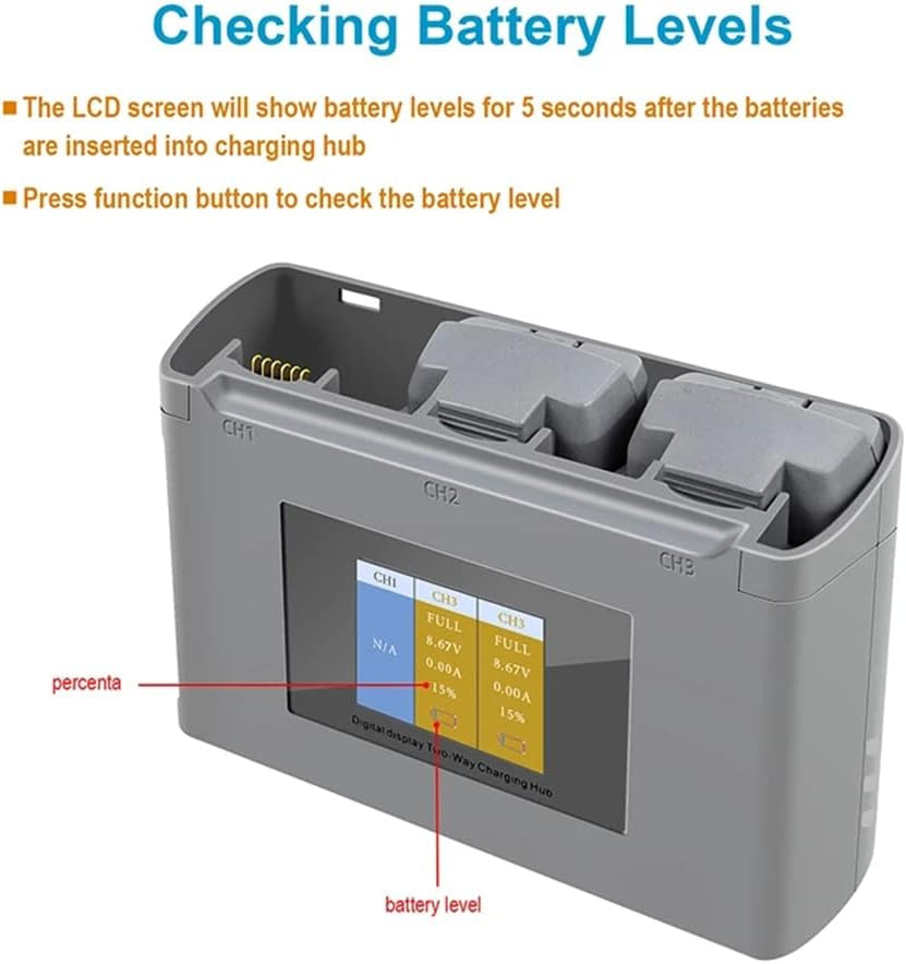 Mini 4K/ Mini Se/Mini2 Two-Way Battery Charging Hub Drone Battery Charger Charge Three Batteries in Sequence,Compatible with DJI Mini 4K /Mini Se/Mini 2 Drone Accessories