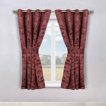 Blackout Window Curtains Leaves Pattern Room Darkening Set of 2