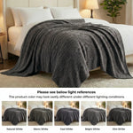 Fleece Blanket Plush Cozy Warm Arctic Boho Knit Jacquard