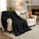 Fleece Blanket Plush Cozy Warm Arctic Boho Knit Jacquard
