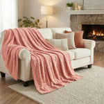 Fleece Blanket Plush Cozy Warm Arctic Boho Knit Jacquard