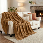 Fleece Blanket Plush Cozy Warm Arctic Boho Knit Jacquard