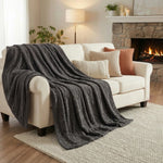 Fleece Blanket Plush Cozy Warm Arctic Boho Knit Jacquard